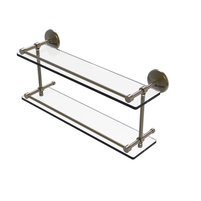 Allied Brass Monte Carlo 22 Inch Double Glass Shelf with Gallery Rail MC-2-22-GAL-ABR