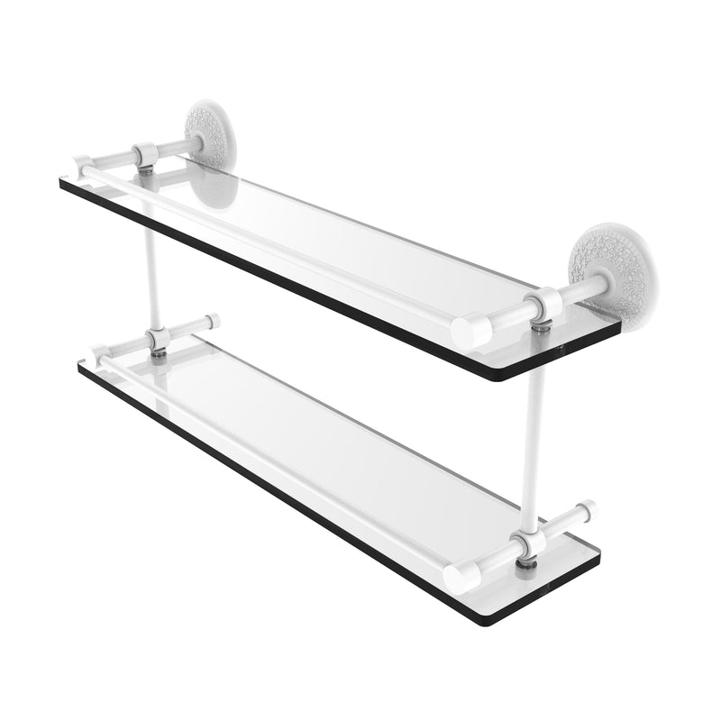 Allied Brass Monte Carlo 22 Inch Double Glass Shelf with Gallery Rail MC-2-22-GAL-WHM