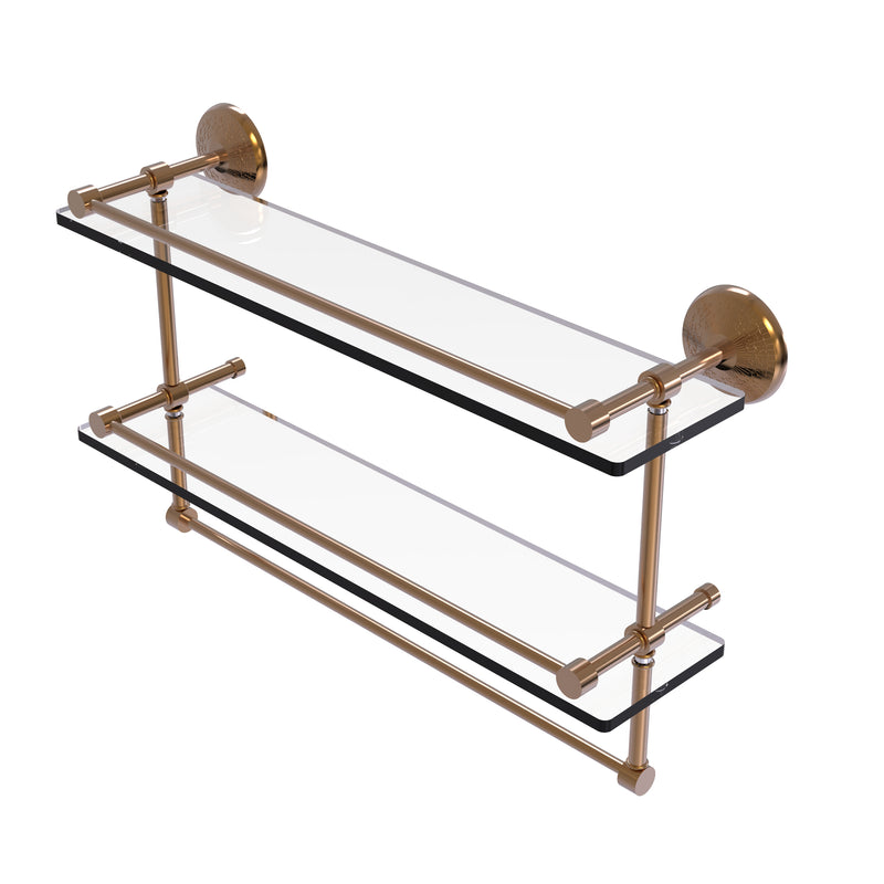 Allied Brass 22 Inch Gallery Double Glass Shelf with Towel Bar MC-2TB-22-GAL-BBR