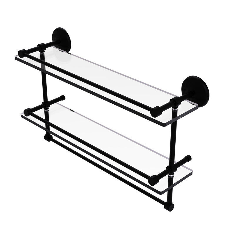 Allied Brass 22 Inch Gallery Double Glass Shelf with Towel Bar MC-2TB-22-GAL-BKM