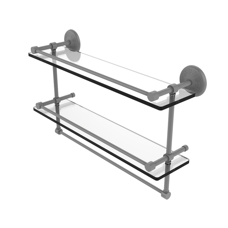 Allied Brass 22 Inch Gallery Double Glass Shelf with Towel Bar MC-2TB-22-GAL-GYM