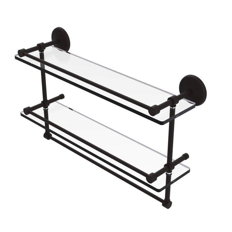 Allied Brass 22 Inch Gallery Double Glass Shelf with Towel Bar MC-2TB-22-GAL-ORB