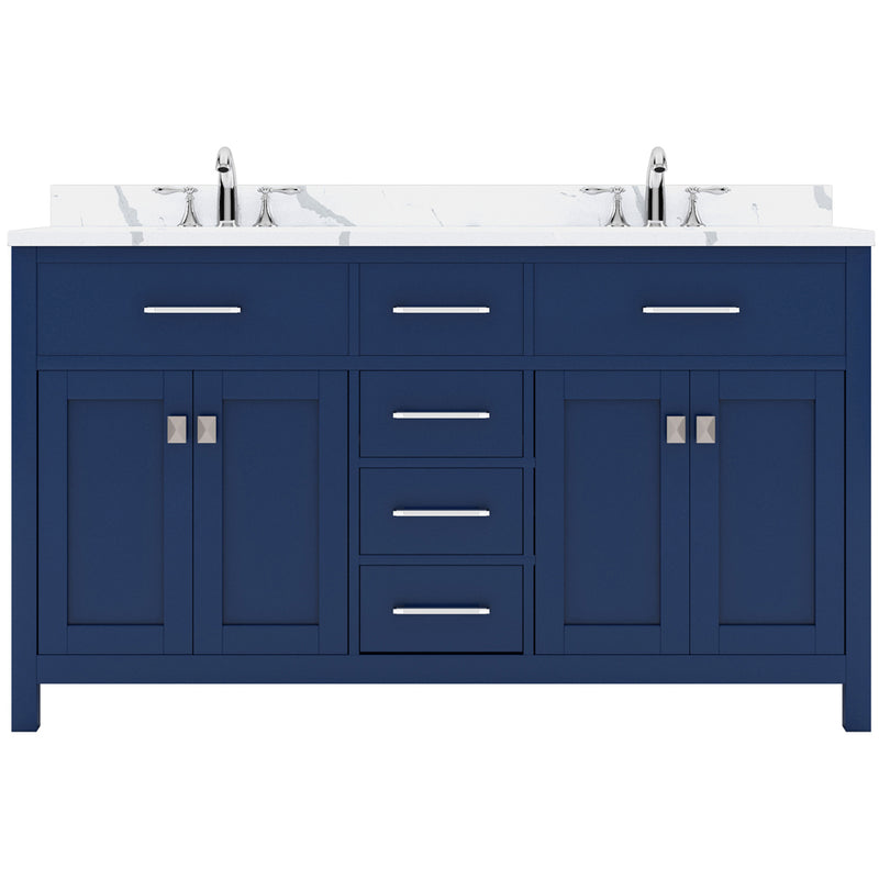 Modern Fittings Caroline 60" Double Bath Vanity with Calacatta Quartz Top and Round Sinks