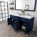 Modern Fittings Caroline 60" Double Bath Vanity with Calacatta Quartz Top and Round Sinks