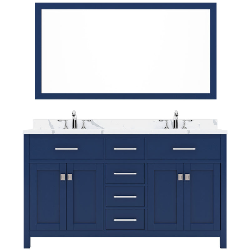 Modern Fittings Caroline 60" Double Bath Vanity with Calacatta Quartz Top and Round Sinks