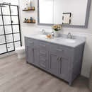 Modern Fittings Caroline 60" Double Bath Vanity with Calacatta Quartz Top and Round Sinks Faucets