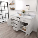 Modern Fittings Caroline 60" Double Bath Vanity with Calacatta Quartz Top and Round Sinks Faucets