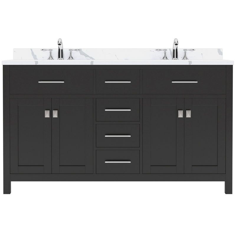 Modern Fittings Caroline 60" Double Bath Vanity with Calacatta Quartz Top and Square Sinks