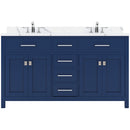 Modern Fittings Caroline 60" Double Bath Vanity with Calacatta Quartz Top and Square Sinks