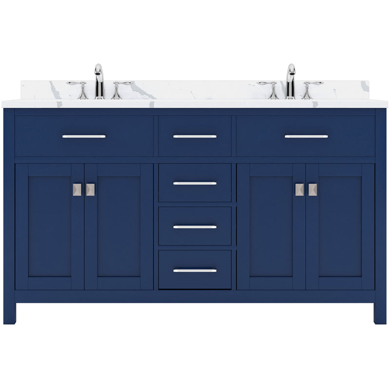 Modern Fittings Caroline 60" Double Bath Vanity with Calacatta Quartz Top and Square Sinks