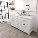 Modern Fittings Caroline 60" Double Bath Vanity with Calacatta Quartz Top and Square Sinks Faucets