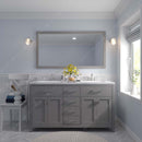 Modern Fittings Caroline 60" Double Bath Vanity with Cultured Marble Quartz Top and Round Sinks