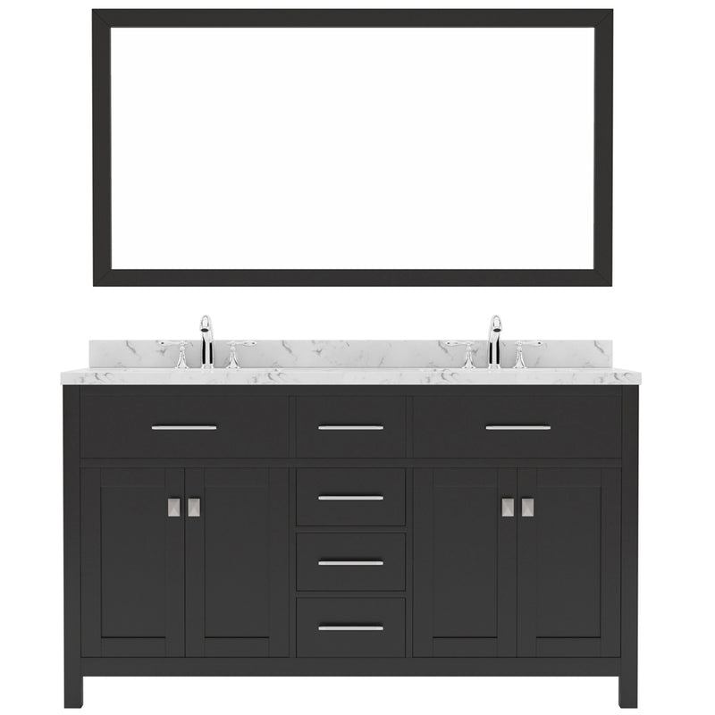 Modern Fittings Caroline 60" Double Bath Vanity with Cultured Marble Quartz Top and Round Sinks