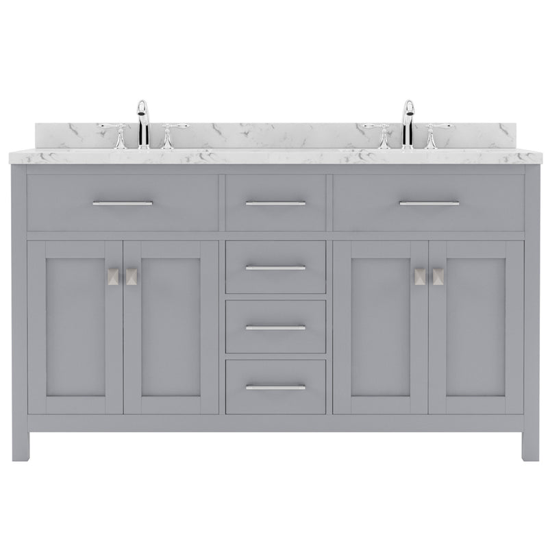 Modern Fittings Caroline 60" Double Bath Vanity with Cultured Marble Quartz Top and Round Sinks