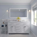 Modern Fittings Caroline 60" Double Bath Vanity with Cultured Marble Quartz Top and Round Sinks Faucets