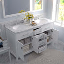 Modern Fittings Caroline 60" Double Bath Vanity with Cultured Marble Quartz Top and Round Sinks