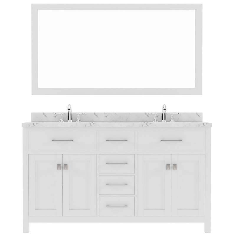 Modern Fittings Caroline 60" Double Bath Vanity with Cultured Marble Quartz Top and Round Sinks Faucets