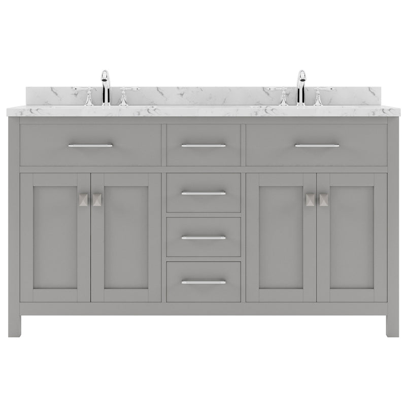 Modern Fittings Caroline 60" Double Bath Vanity with Cultured Marble Quartz Top and Square Sinks