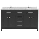 Modern Fittings Caroline 60" Double Bath Vanity with Cultured Marble Quartz Top and Square Sinks