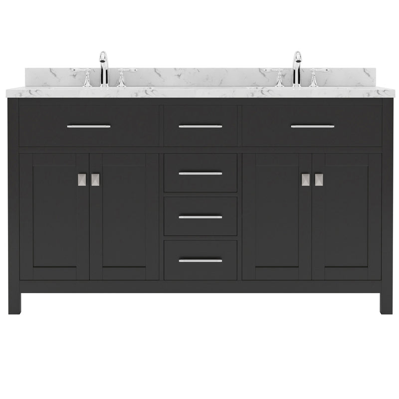 Modern Fittings Caroline 60" Double Bath Vanity with Cultured Marble Quartz Top and Square Sinks