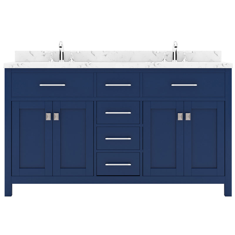 Modern Fittings Caroline 60" Double Bath Vanity with Cultured Marble Quartz Top and Square Sinks