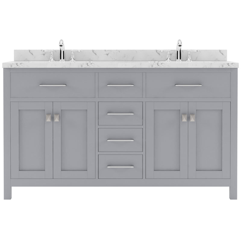 Modern Fittings Caroline 60" Double Bath Vanity with Cultured Marble Quartz Top and Square Sinks