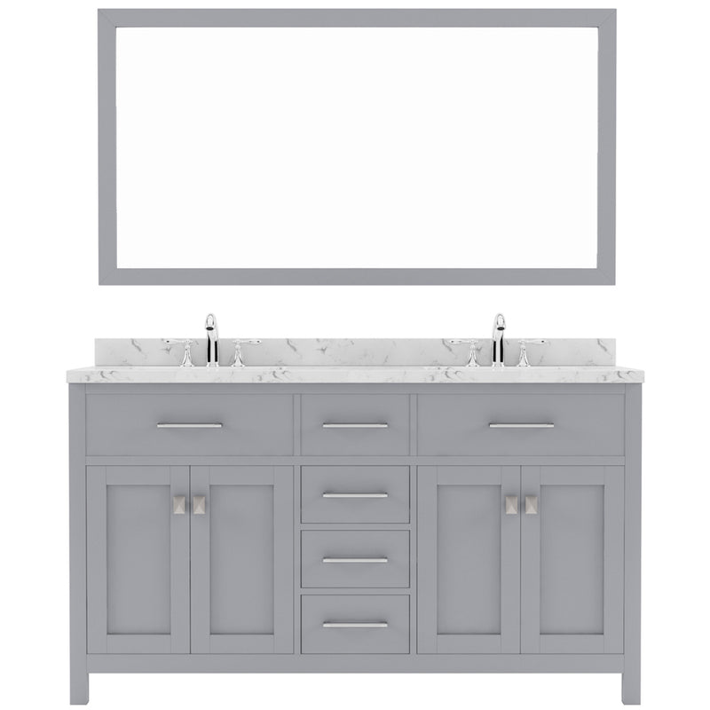 Modern Fittings Caroline 60" Double Bath Vanity with Cultured Marble Quartz Top and Square Sinks