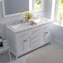 Modern Fittings Caroline 60" Double Bath Vanity with Cultured Marble Quartz Top and Square Sinks