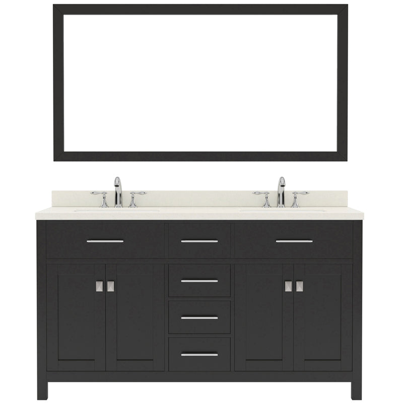 Modern Fittings Caroline 60" Double Bath Vanity with Quartz Top and Round Sinks Faucets