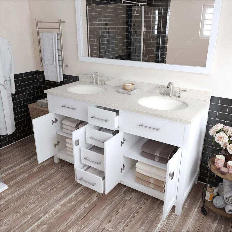 Modern Fittings Caroline 60" Double Bath Vanity with Quartz Top and Round Sinks