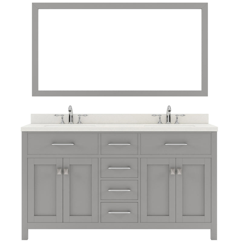 Modern Fittings Caroline 60" Double Bath Vanity with Quartz Top and Square Sinks