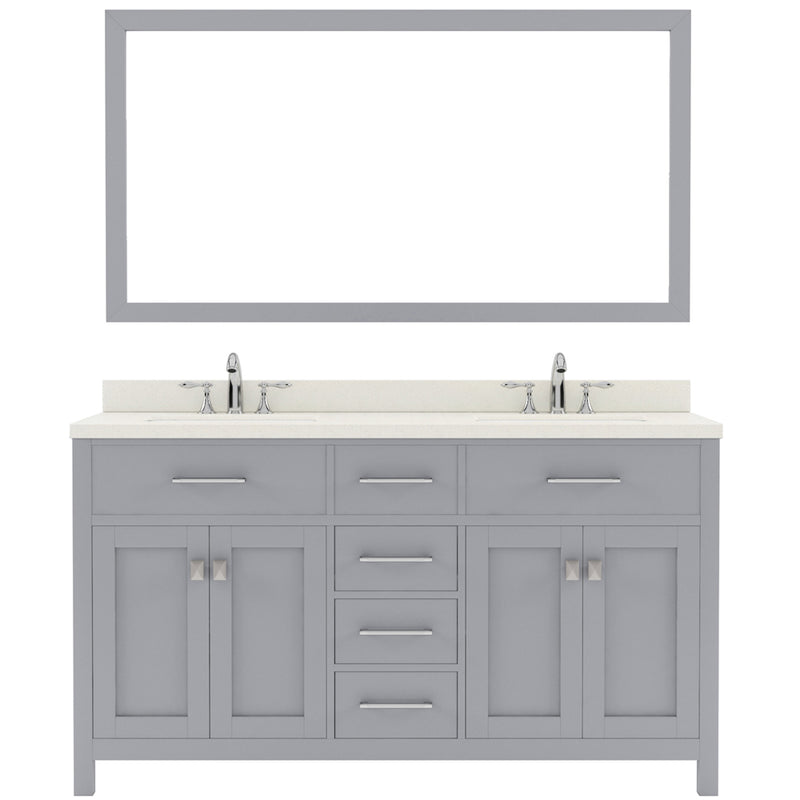 Modern Fittings Caroline 60" Double Bath Vanity with Quartz Top and Square Sinks Faucets