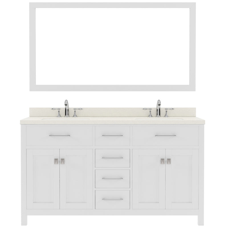 Modern Fittings Caroline 60" Double Bath Vanity with Quartz Top and Square Sinks Faucets