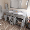 Modern Fittings Caroline 60" Double Bath Vanity with Marble Top and Round Sinks Faucets