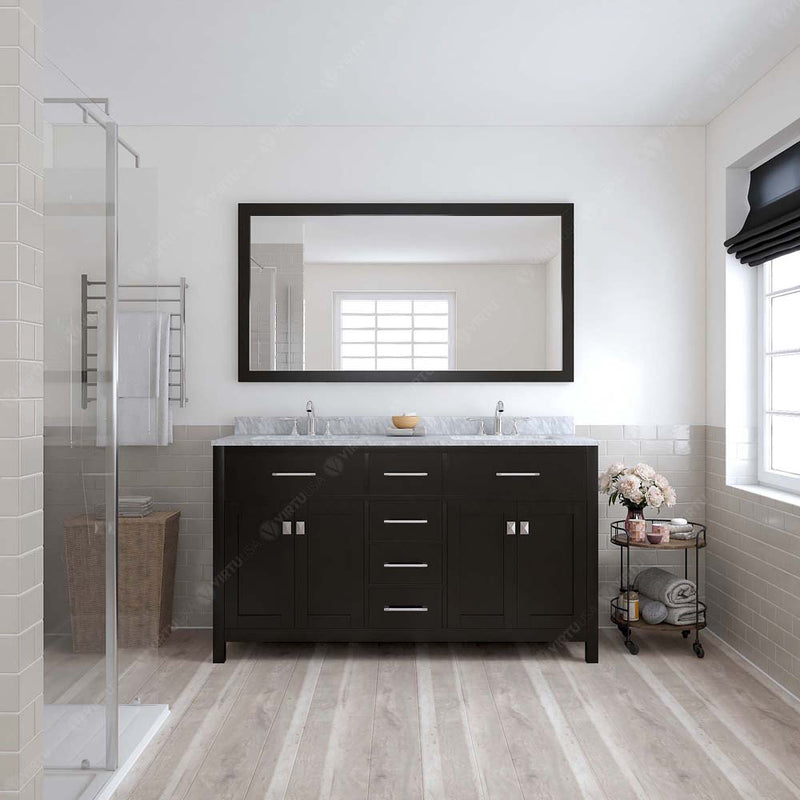 Modern Fittings Caroline 60" Double Bath Vanity with Marble Top and Round Sinks Faucets