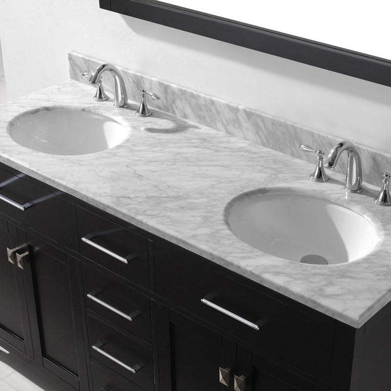 Modern Fittings Caroline 60" Double Bath Vanity with Marble Top and Round Sinks Faucets