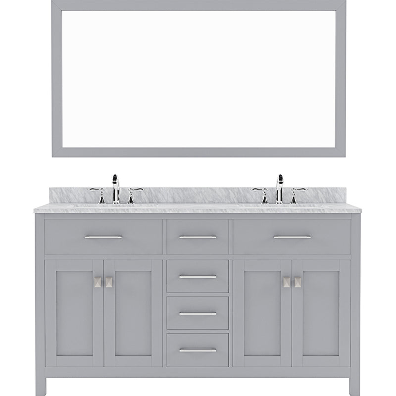 Modern Fittings Caroline 60" Double Bath Vanity with Marble Top and Round Sinks Faucets