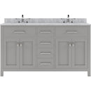 Modern Fittings Caroline 60" Double Bath Vanity with Marble Top and Square Sinks