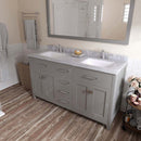 Modern Fittings Caroline 60" Double Bath Vanity with Marble Top and Square Sinks Faucets