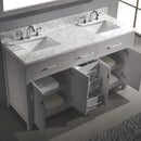 Modern Fittings Caroline 60" Double Bath Vanity with Marble Top and Square Sinks Faucets