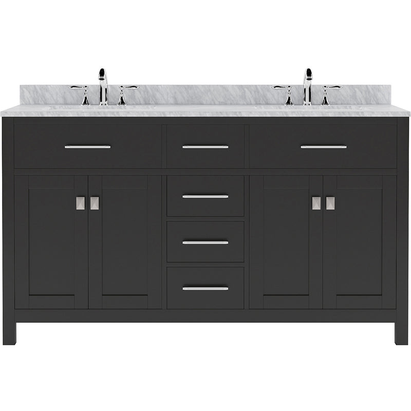 Modern Fittings Caroline 60" Double Bath Vanity with Marble Top and Square Sinks