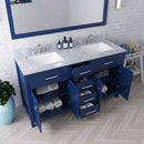 Modern Fittings Caroline 60" Double Bath Vanity with Marble Top and Square Sinks Faucets