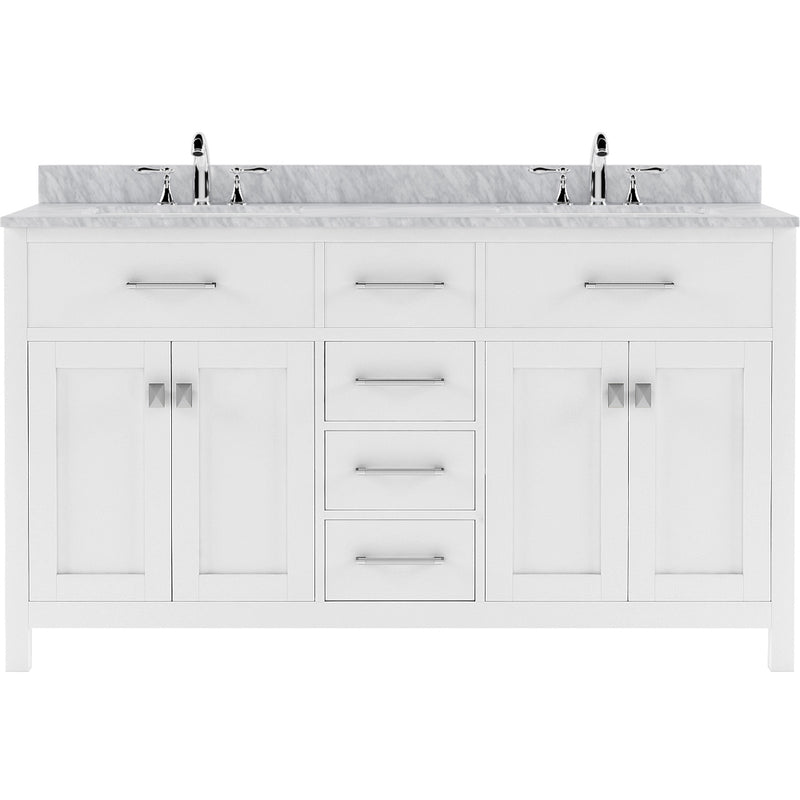 Modern Fittings Caroline 60" Double Bath Vanity with Marble Top and Square Sinks