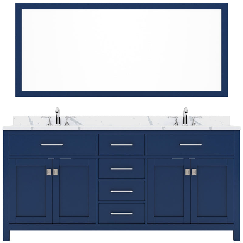 Modern Fittings Caroline 72" Double Bath Vanity with Calacatta Quartz Top and Round Sinks Faucets