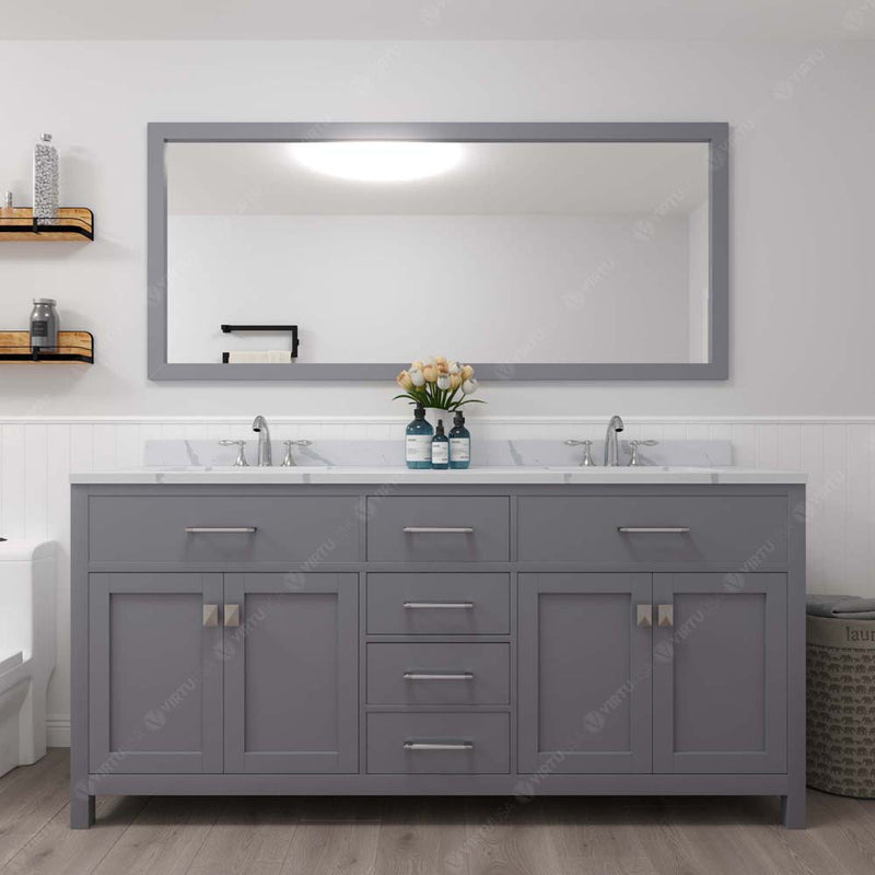 Modern Fittings Caroline 72" Double Bath Vanity with Calacatta Quartz Top and Round Sinks