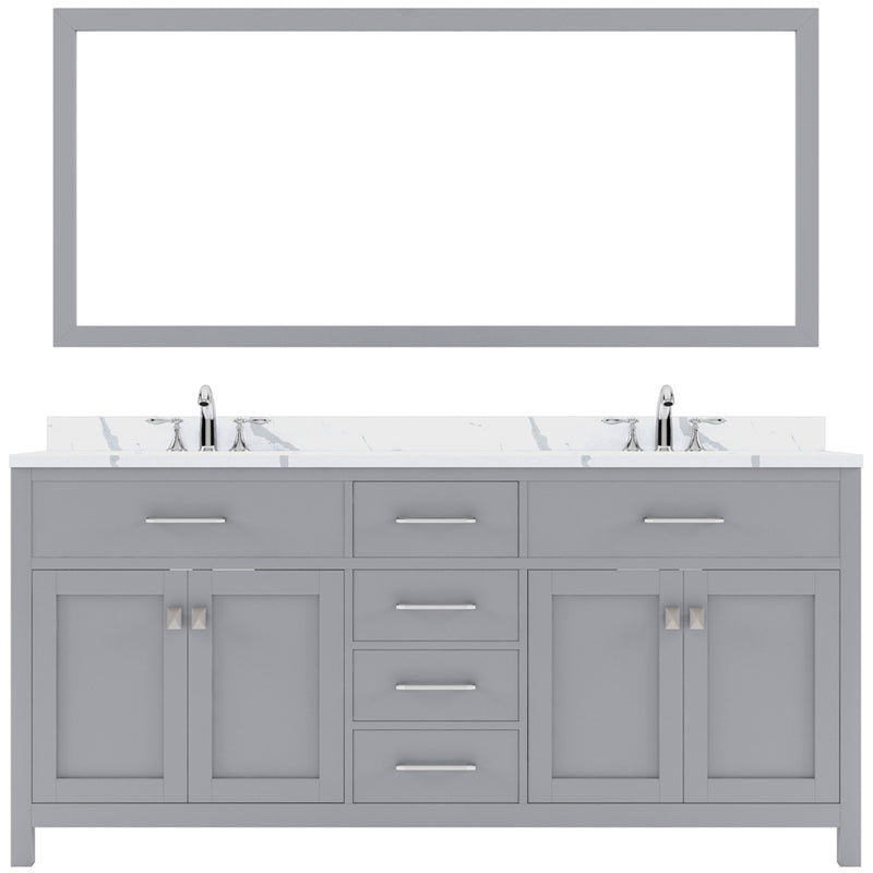 Modern Fittings Caroline 72" Double Bath Vanity with Calacatta Quartz Top and Round Sinks