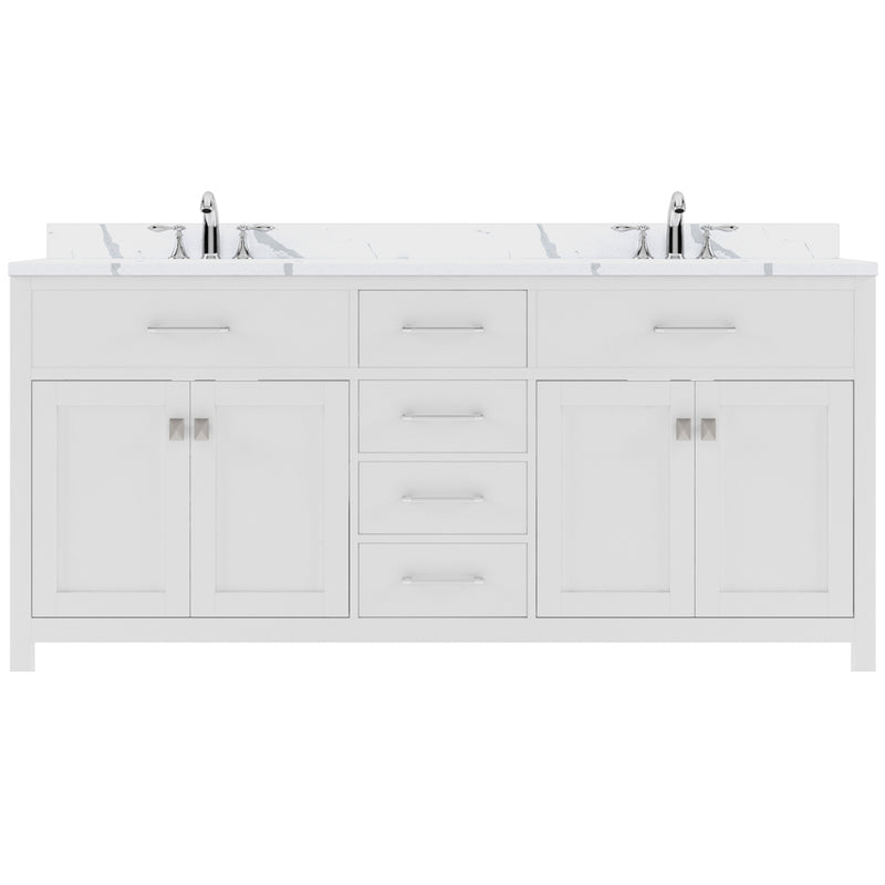 Modern Fittings Caroline 72" Double Bath Vanity with Calacatta Quartz Top and Round Sinks