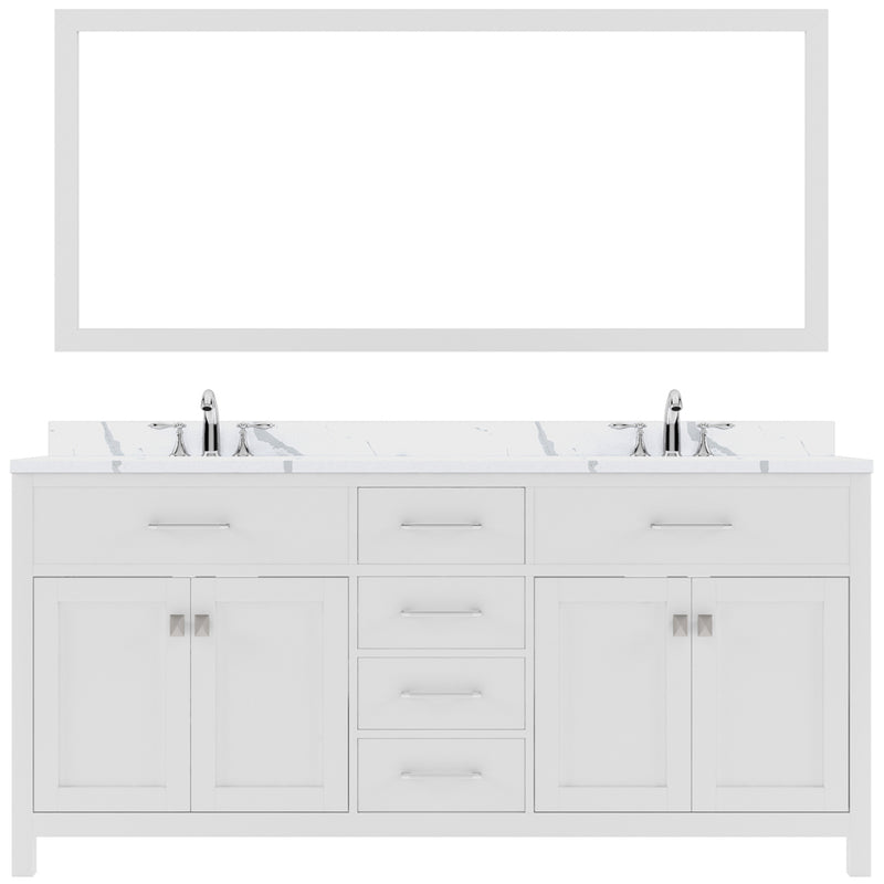 Modern Fittings Caroline 72" Double Bath Vanity with Calacatta Quartz Top and Round Sinks