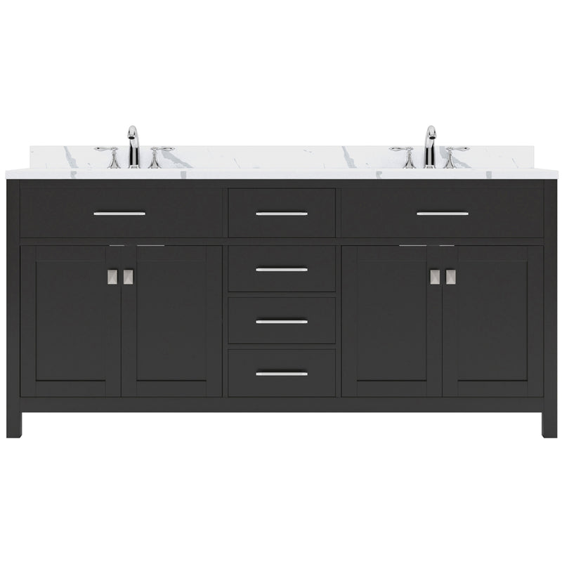 Modern Fittings Caroline 72" Double Bath Vanity with Calacatta Quartz Top and Square Sinks