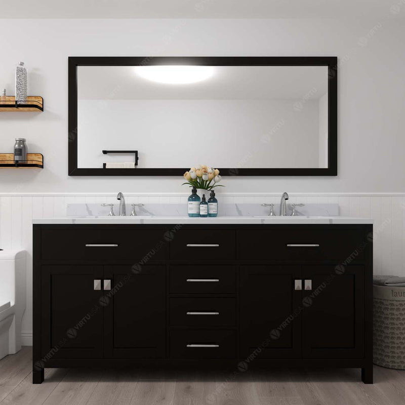 Modern Fittings Caroline 72" Double Bath Vanity with Calacatta Quartz Top and Square Sinks